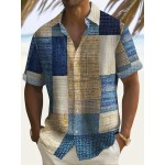 Retro Geometric Pattern Men's Casual Short Sleeve Lapel Shirt for Summer Outdoor - Retro Carpet Texture