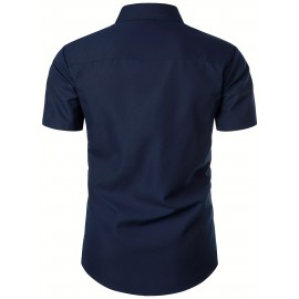 Stylish Men's Short Sleeve Asymmetric Shirt for Business and Party Wear - Comfortable and Breathable Men's Clothing