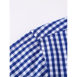 Men's Stylish Checkered Pattern Long Sleeve Shirt - Casual and Breathable for City Walks and Outdoor Activities