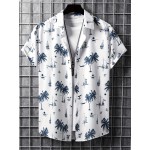 Men's Hawaiian Shirt - Coconut Tree Sailboat Print, Trendy & Comfy Short Sleeve Button Up for Summer Beach Vacations