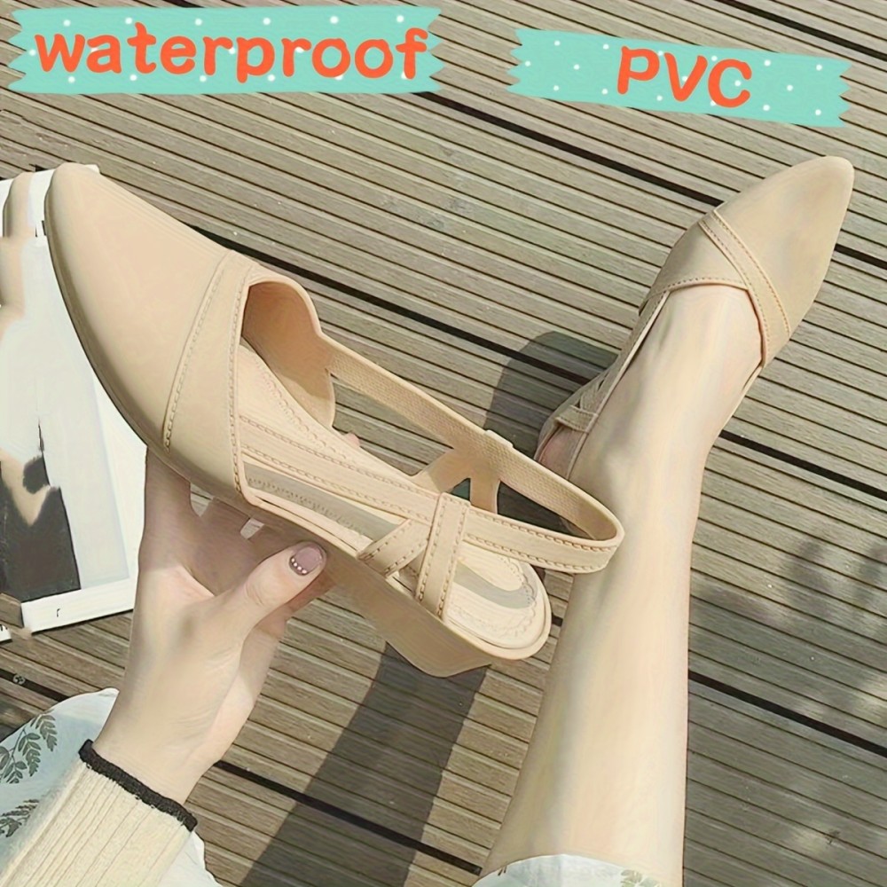 Women's Solid Color Wedge Heeled Sandals, Elegant Point Toe Slip On Shoes, Summer Platform Shoes