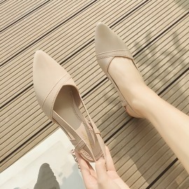 Women's Solid Color Wedge Heeled Sandals, Elegant Point Toe Slip On Shoes, Summer Platform Shoes