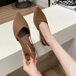 Women's Solid Color Wedge Heeled Sandals, Elegant Point Toe Slip On Shoes, Summer Platform Shoes