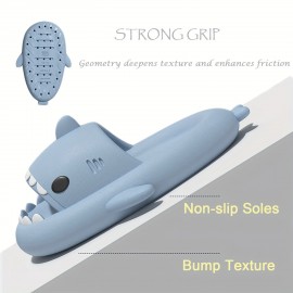 Adult's Fashion Thick Sole Slippers, Home Slippers With Shark Pattern