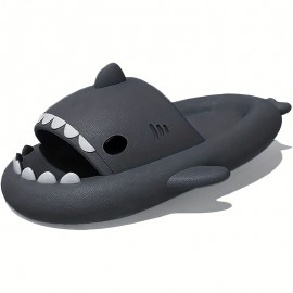 Adult's Fashion Thick Sole Slippers, Home Slippers With Shark Pattern