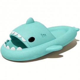 Adult's Fashion Thick Sole Slippers, Home Slippers With Shark Pattern