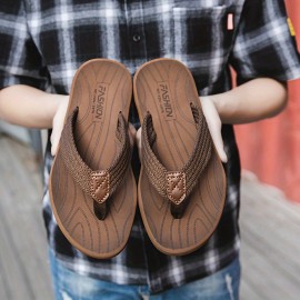 Men's Trendy Thong Sandals, Casual Non Slip Flip-flops Shoes Toe Post Sandals For Indoor Outdoor Walking, Beach Shoes For Spring And Summer