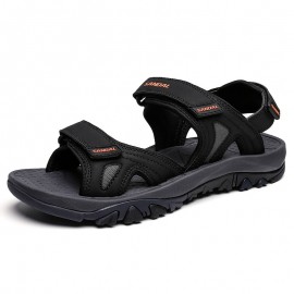 Men's Non-slip Hook And Loop Sandals, Durable Quick Dry Closed Toe Beach Shoes, Spring And Summer