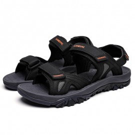 Men's Non-slip Hook And Loop Sandals, Durable Quick Dry Closed Toe Beach Shoes, Spring And Summer