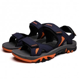 Men's Non-slip Hook And Loop Sandals, Durable Quick Dry Closed Toe Beach Shoes, Spring And Summer