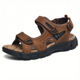 Men's Non-slip Hook And Loop Sandals, Durable Quick Dry Closed Toe Beach Shoes, Spring And Summer