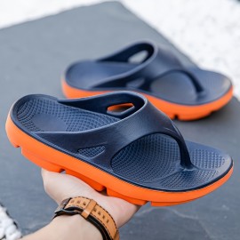 PLUS SIZE Men's Trendy Thong Sandals, Casual Lightweight Flip-flops Shoes Toe Post Sandals For Indoor Outdoor Beach Shower, Spring And Summer