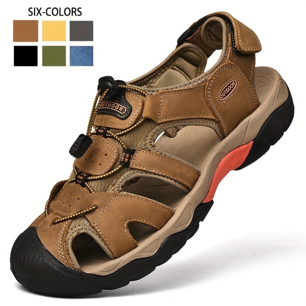 PLUS SIZE Men's Breathable Trendy Sandals, Comfy Non Slip Casual Shoes For Men's Outdoor Activities