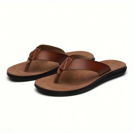 Men's Synthetic Thong Sandals, Casual Non Slip Flip-flops Shoes Toe Post Sandals For Indoor Outdoor Beach, Spring And Summer