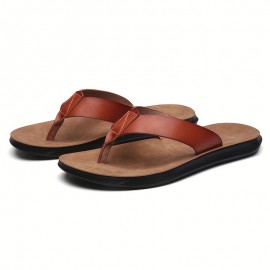 Men's Synthetic Thong Sandals, Casual Non Slip Flip-flops Shoes Toe Post Sandals For Indoor Outdoor Beach, Spring And Summer