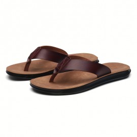 Men's Synthetic Thong Sandals, Casual Non Slip Flip-flops Shoes Toe Post Sandals For Indoor Outdoor Beach, Spring And Summer