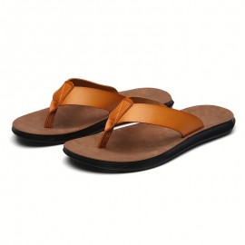 Men's Synthetic Thong Sandals, Casual Non Slip Flip-flops Shoes Toe Post Sandals For Indoor Outdoor Beach, Spring And Summer