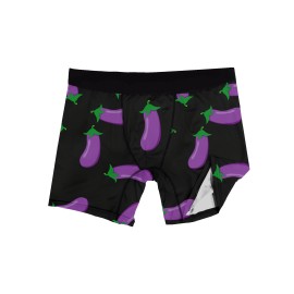 Men's Purple Eggplant Print Boxer Briefs - Breathable and Comfy High Stretch Trunks