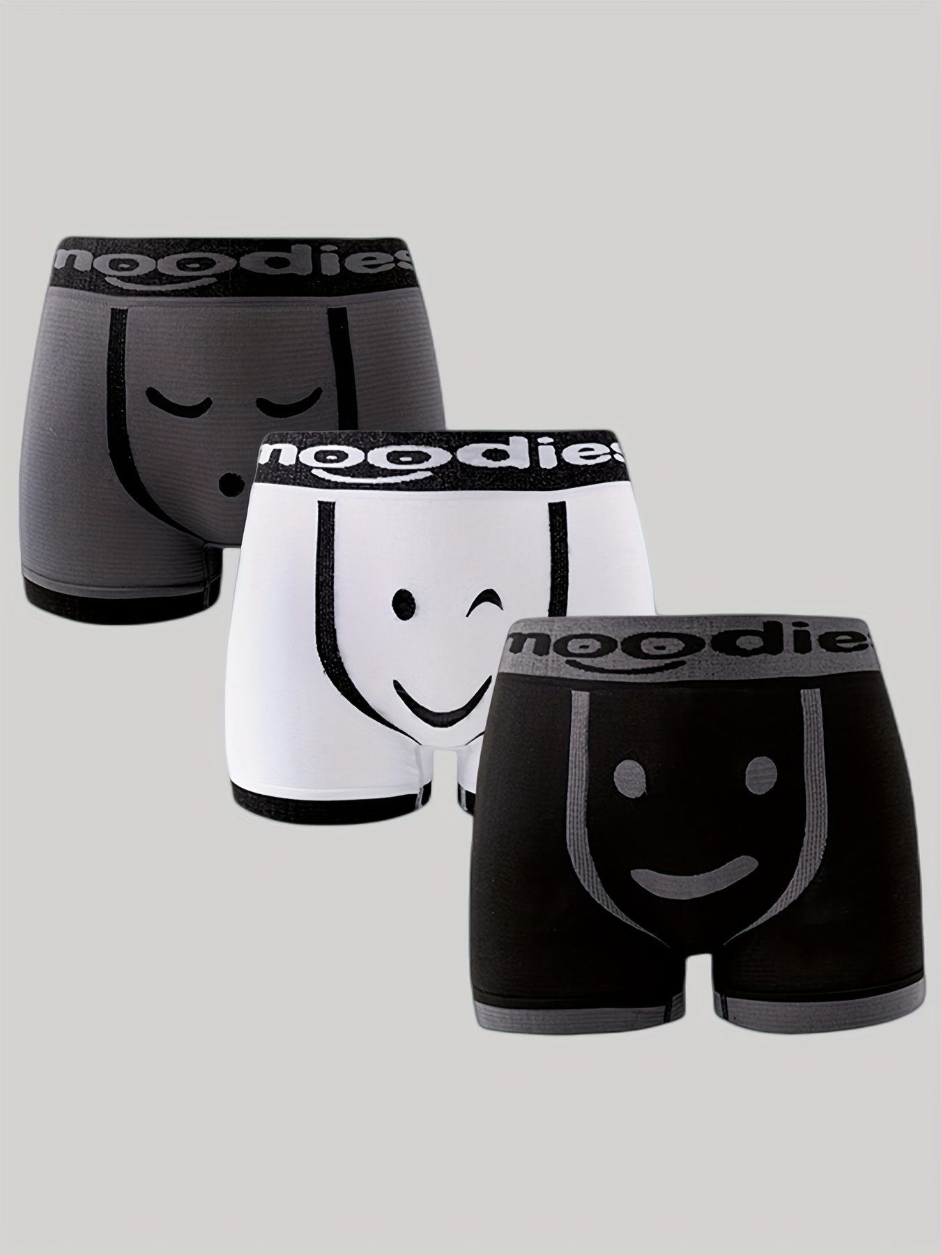 1 3pcs mens emotional face breathable boxer brief soft comfortable underwear for man details 15