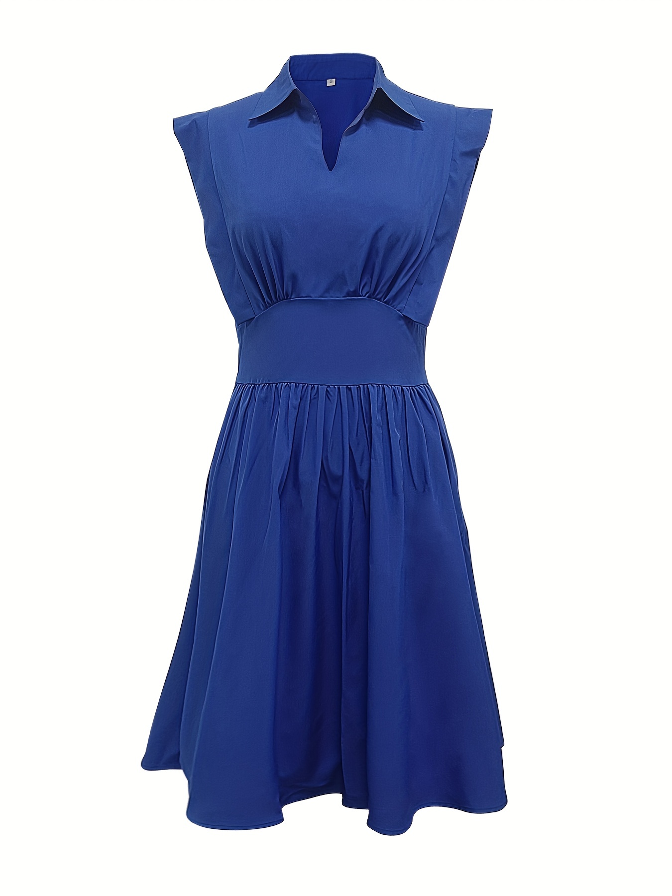 slim waist ruffle dress cute solid sleeveless dress with a collar womens clothing details 6