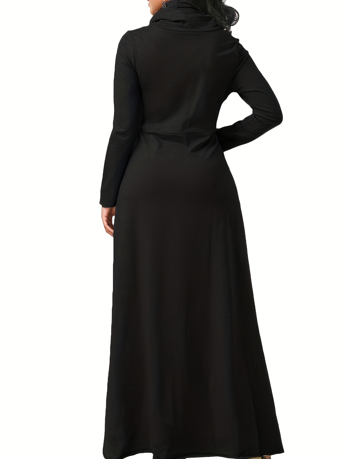 pile collar pocket front dress elegant long sleeve maxi dress womens clothing details 5