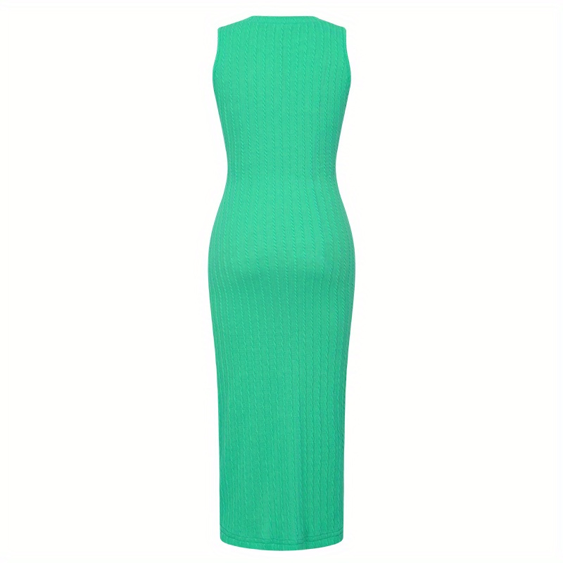 textured solid dress sexy crew neck sleeveless bodycon dress womens clothing details 3