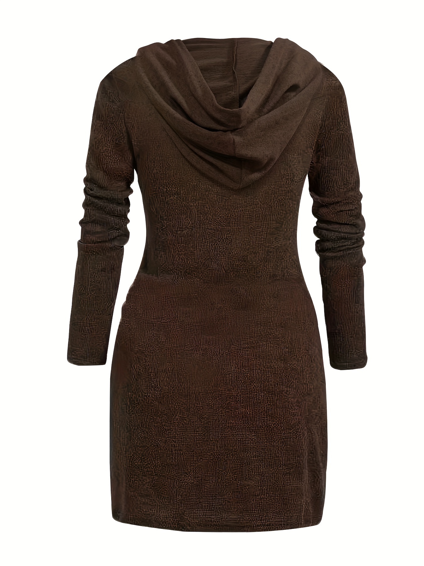 solid hooded dress casual long sleeve versatile dress womens clothing details 4