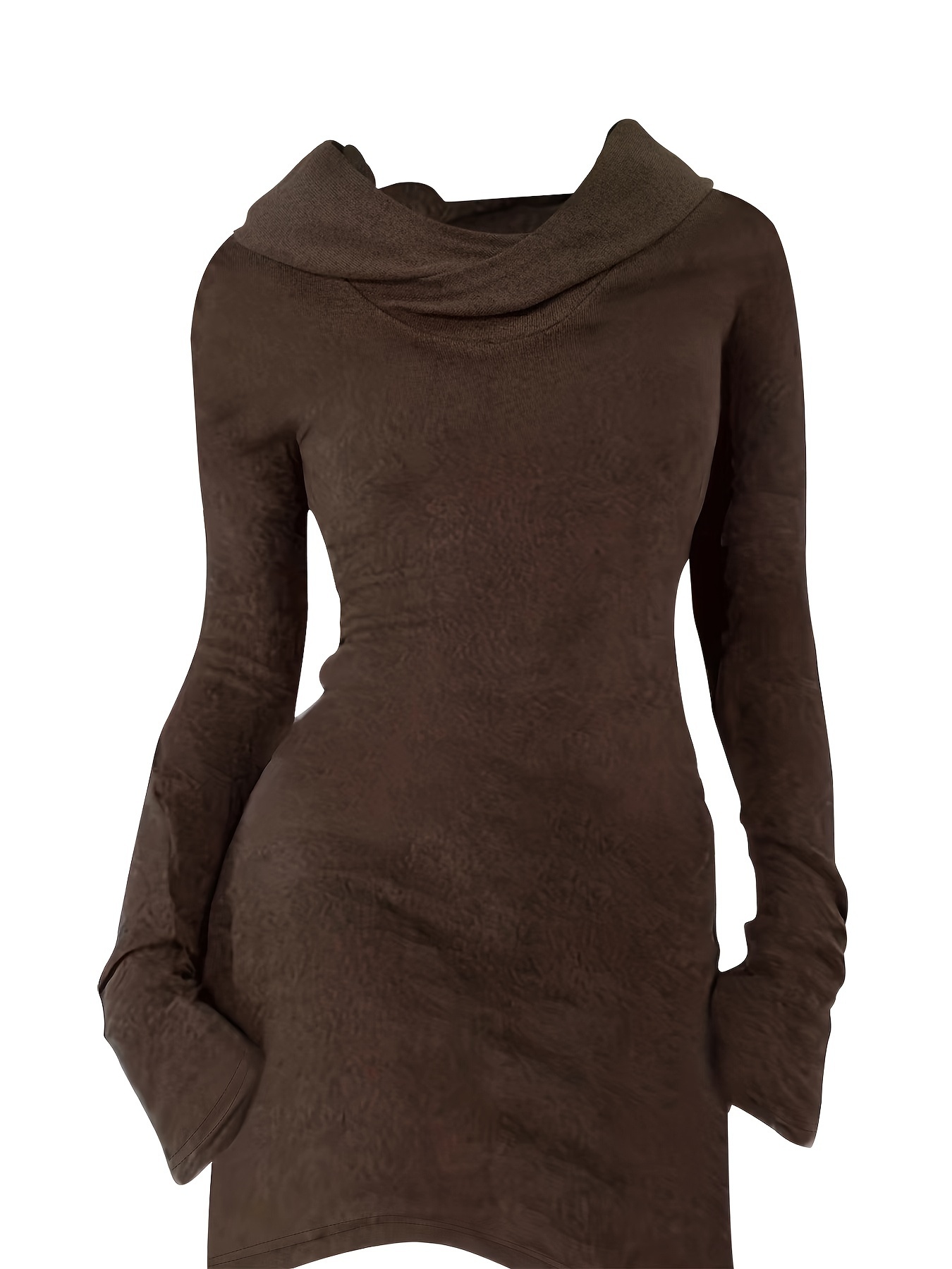 solid hooded dress casual long sleeve versatile dress womens clothing details 5