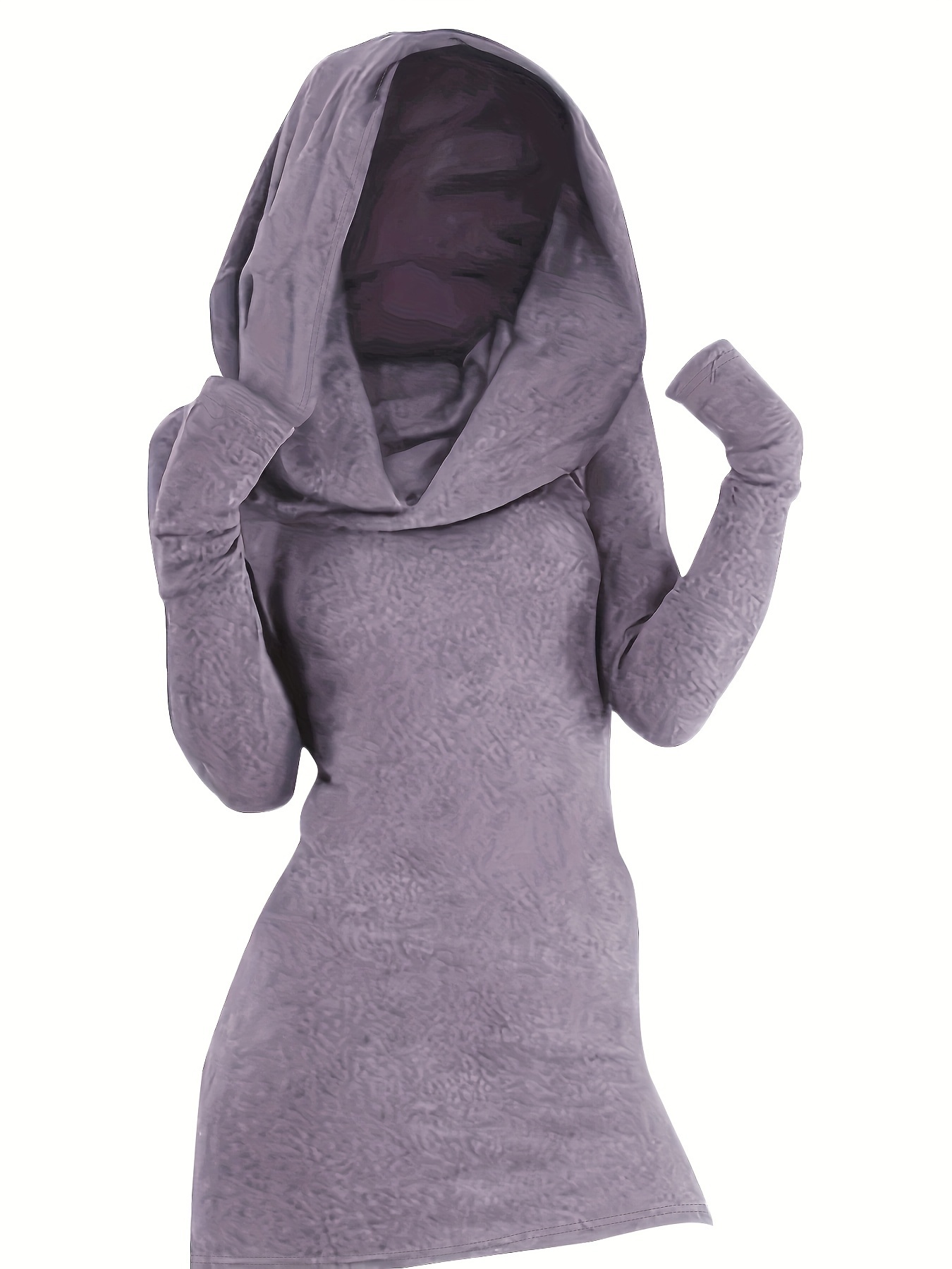 solid hooded dress casual long sleeve versatile dress womens clothing details 15