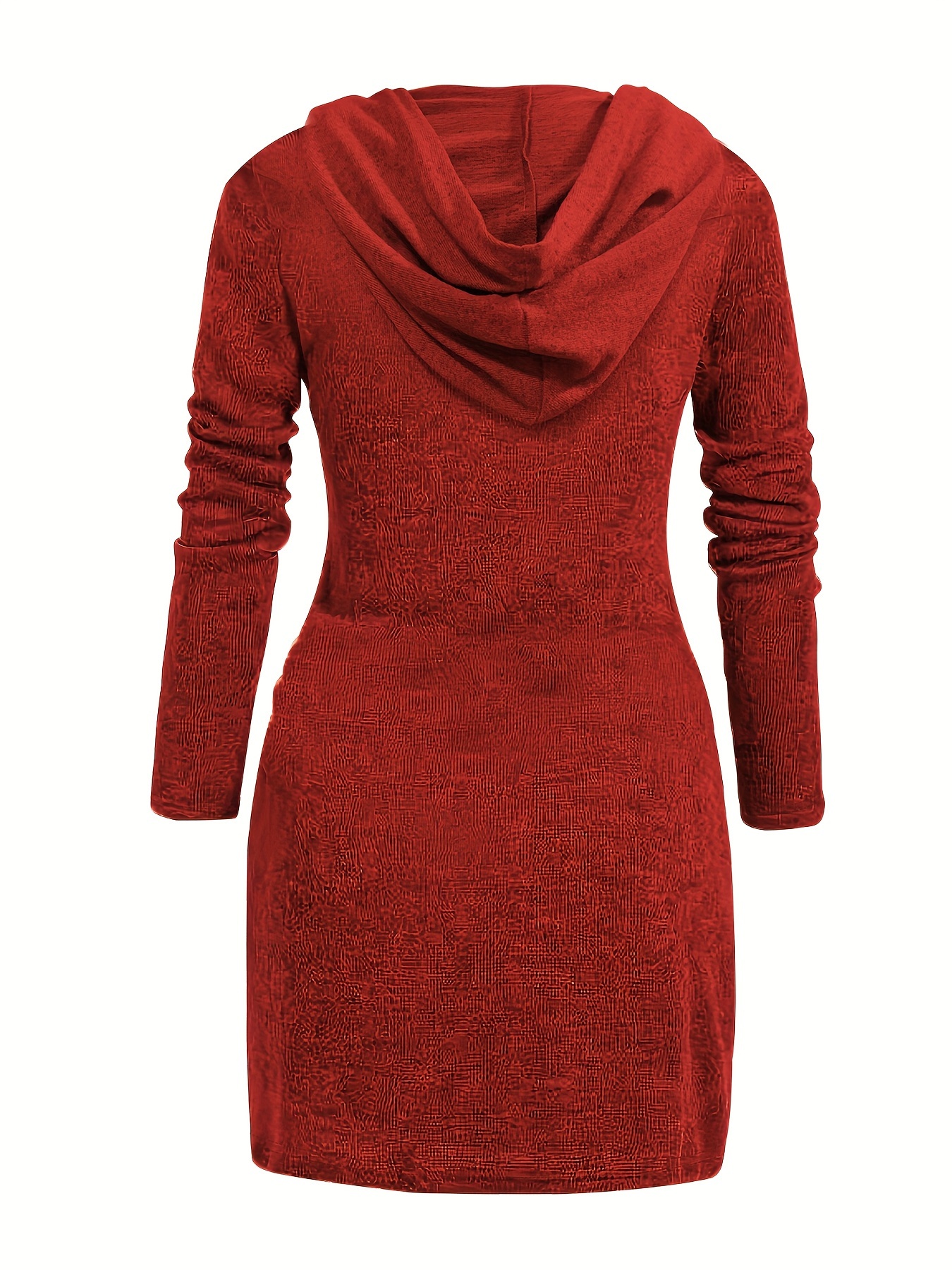 solid hooded dress casual long sleeve versatile dress womens clothing details 19