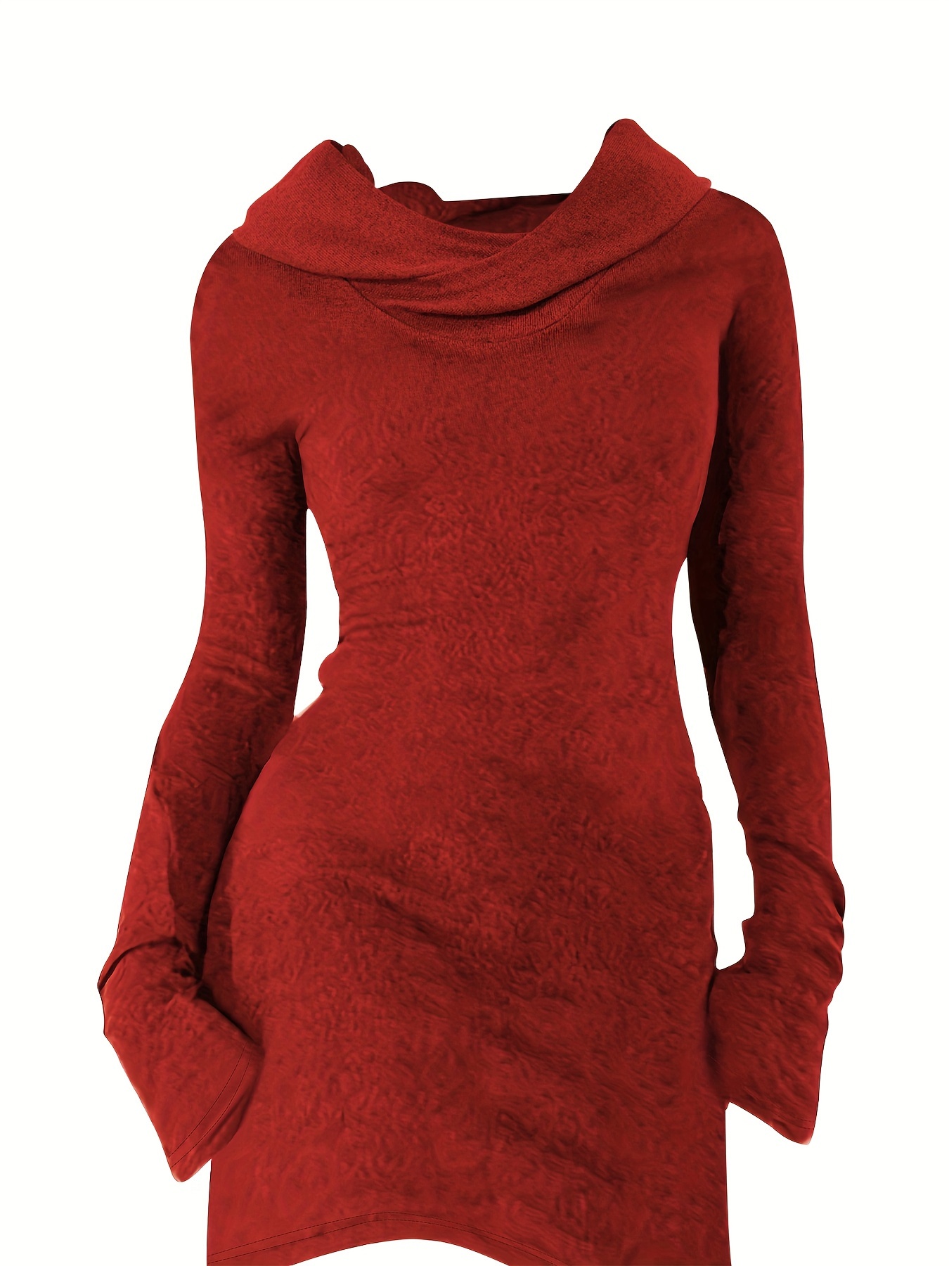 solid hooded dress casual long sleeve versatile dress womens clothing details 20