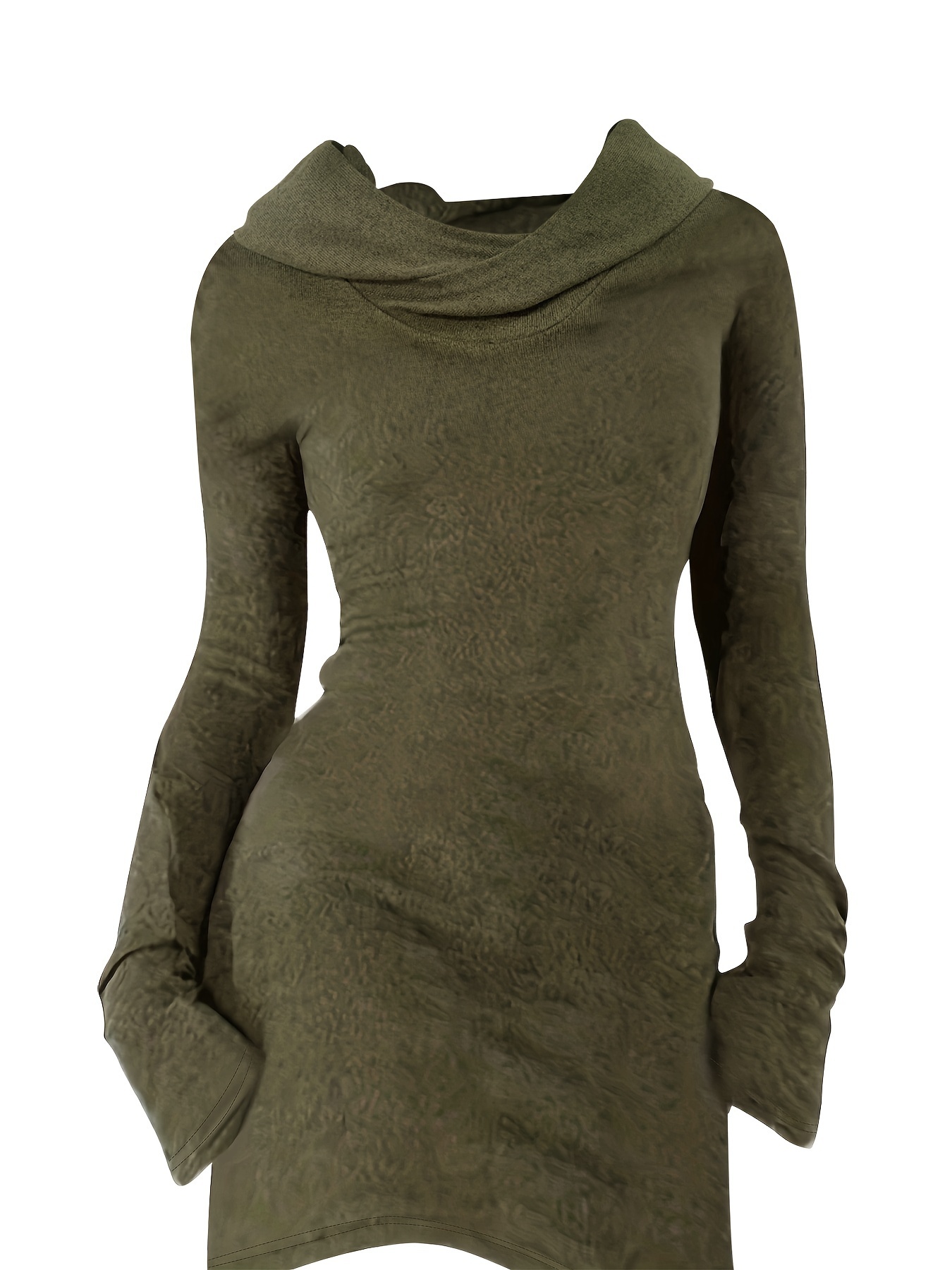 solid hooded dress casual long sleeve versatile dress womens clothing details 23