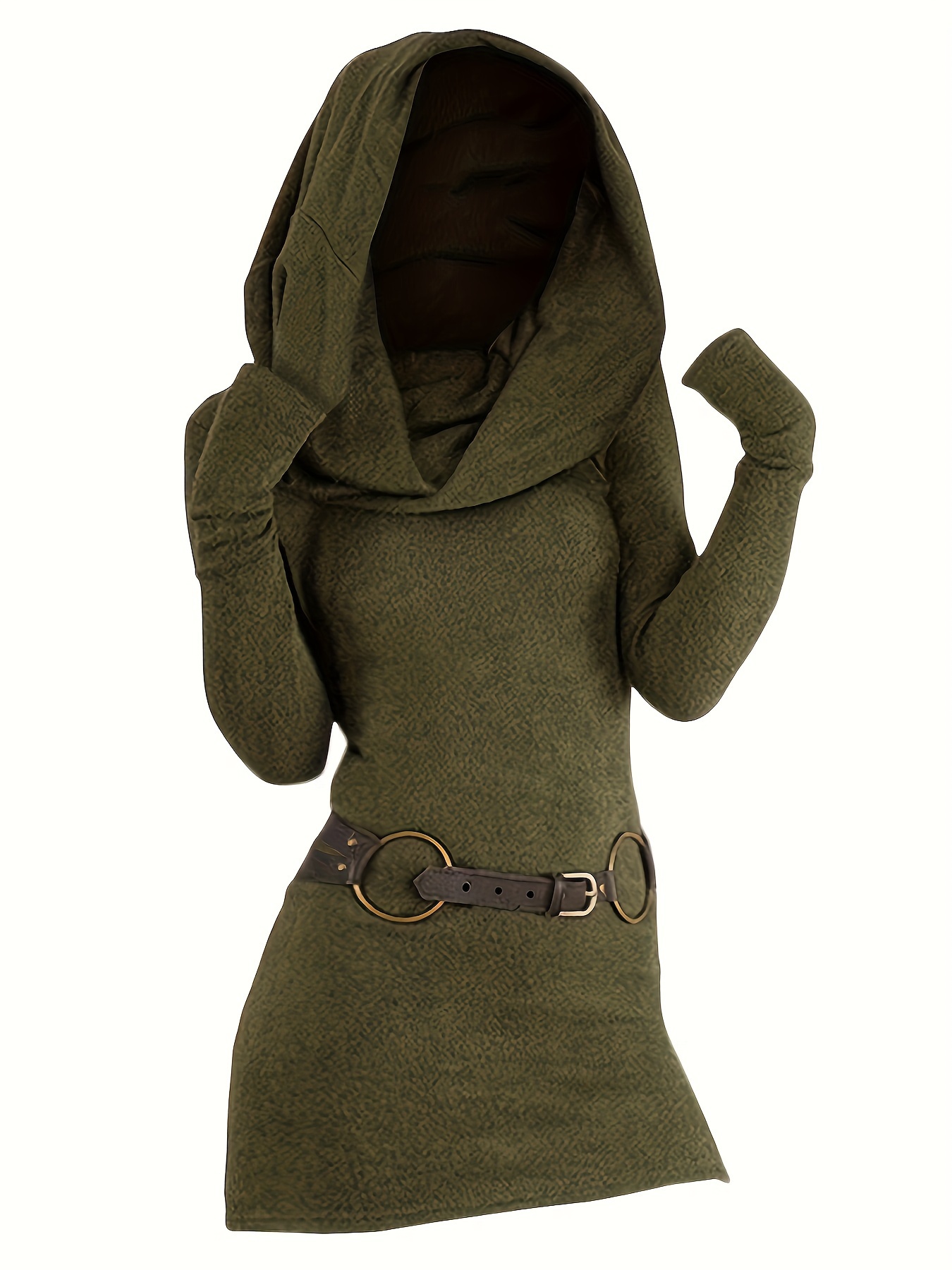 solid hooded dress y2k solid long sleeve dress for spring fall womens clothing details 4