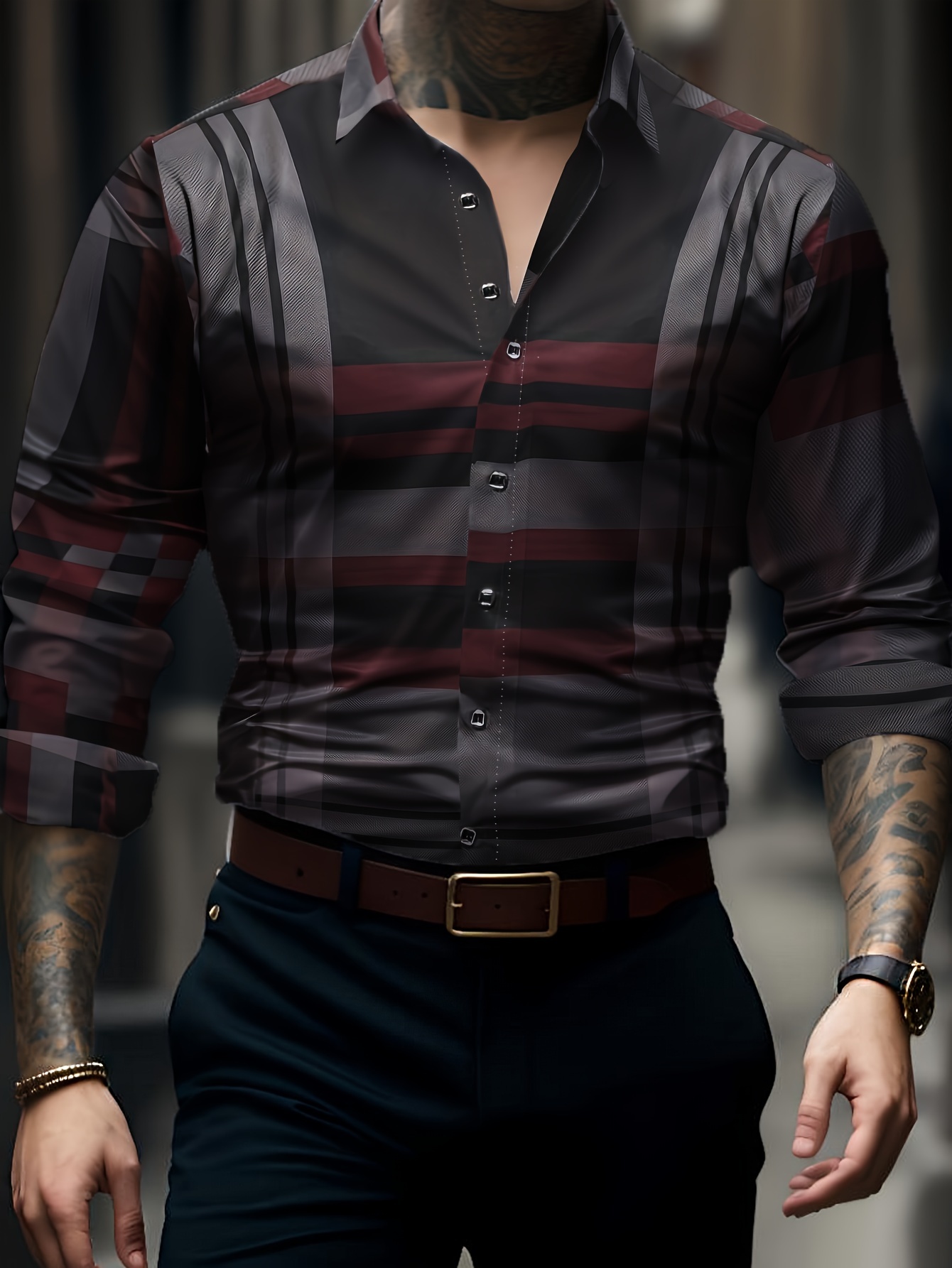 mens semi formal non stretch long sleeve turndown collar shirt male clothes for spring and summer details 0