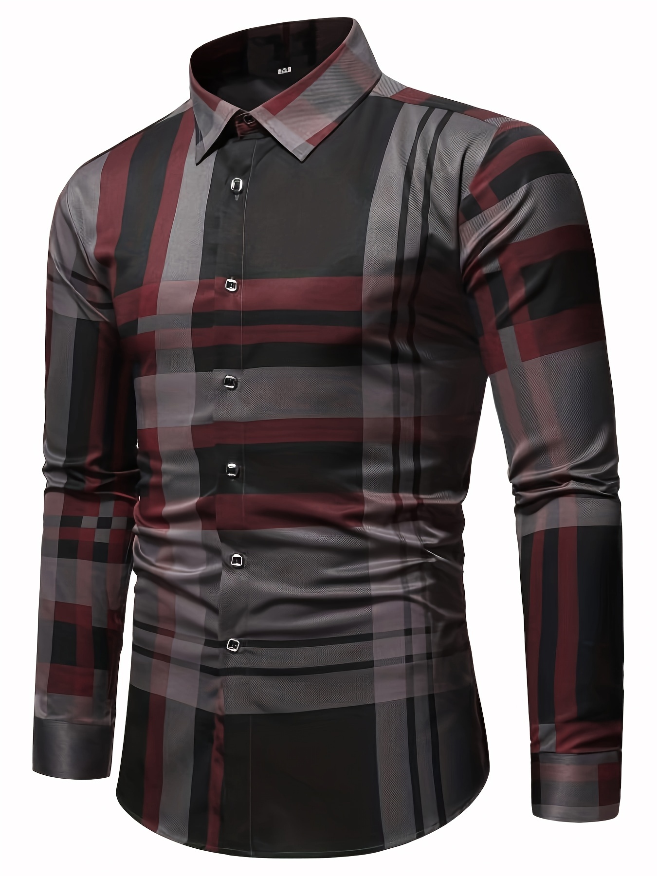 mens semi formal non stretch long sleeve turndown collar shirt male clothes for spring and summer details 2