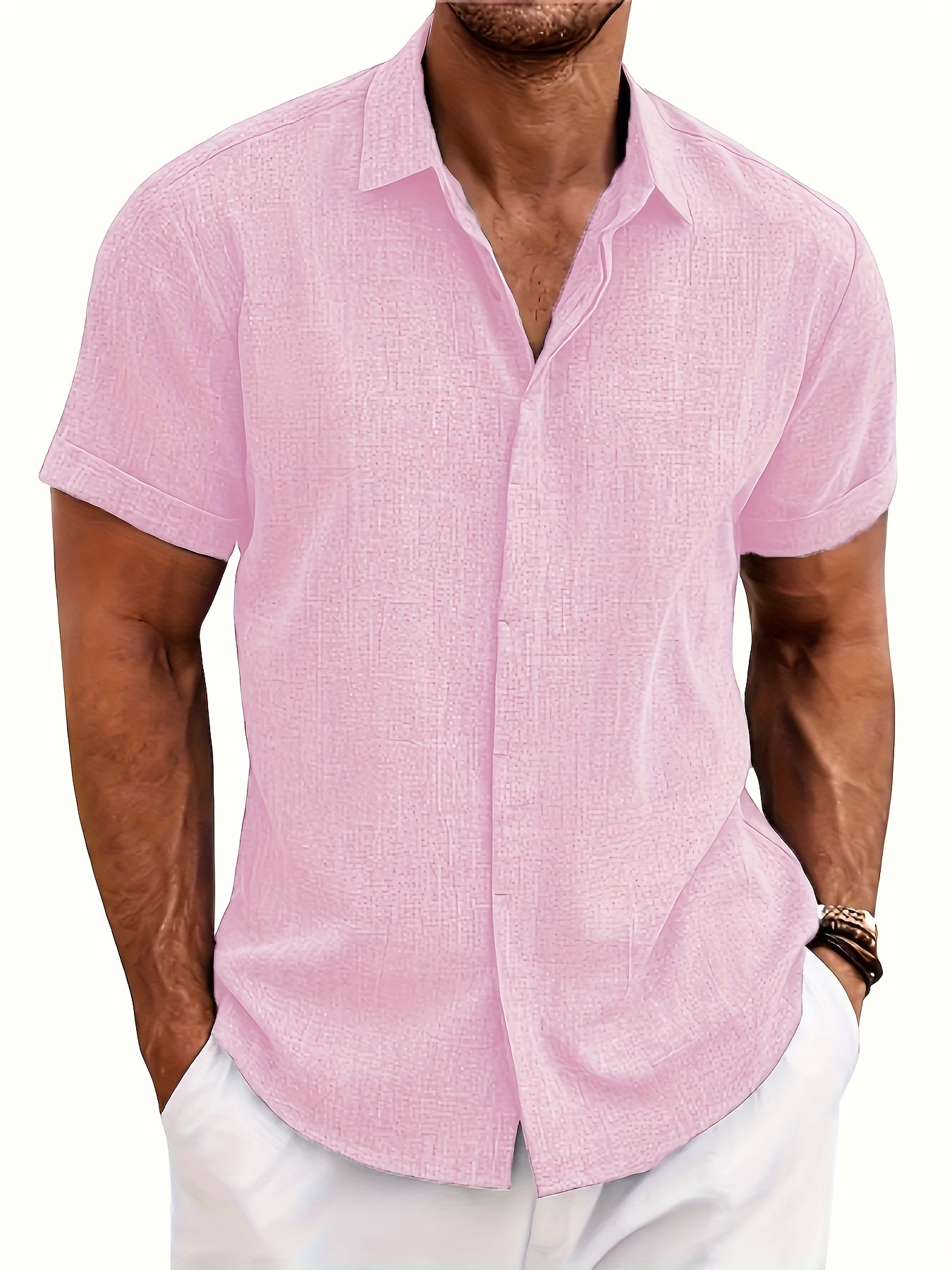 solid mens short sleeve button down shirt summer mens clothing leisurewear details 48