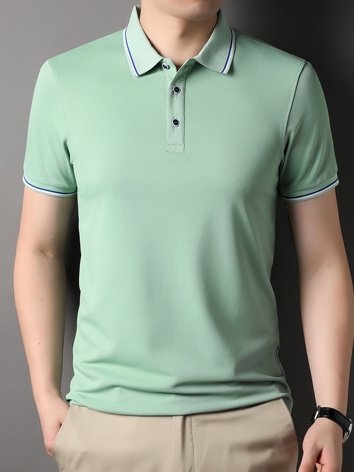 mens casual lapel 1 4 button short sleeve shirt for mens fitness golf details 10