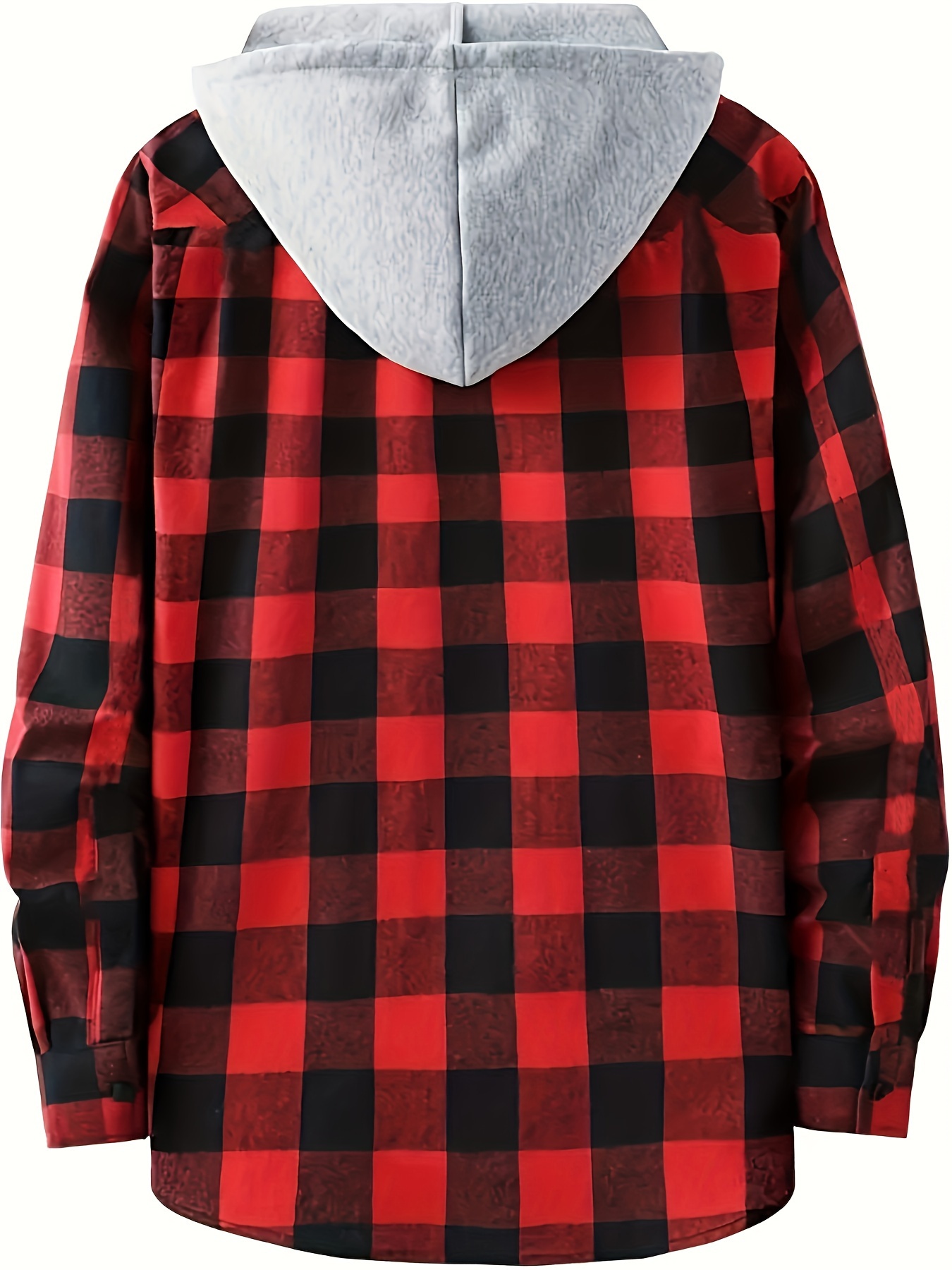 plaid pattern mens long sleeve hooded shirt jacket with chest pocket mens casual fall winter outwear details 31