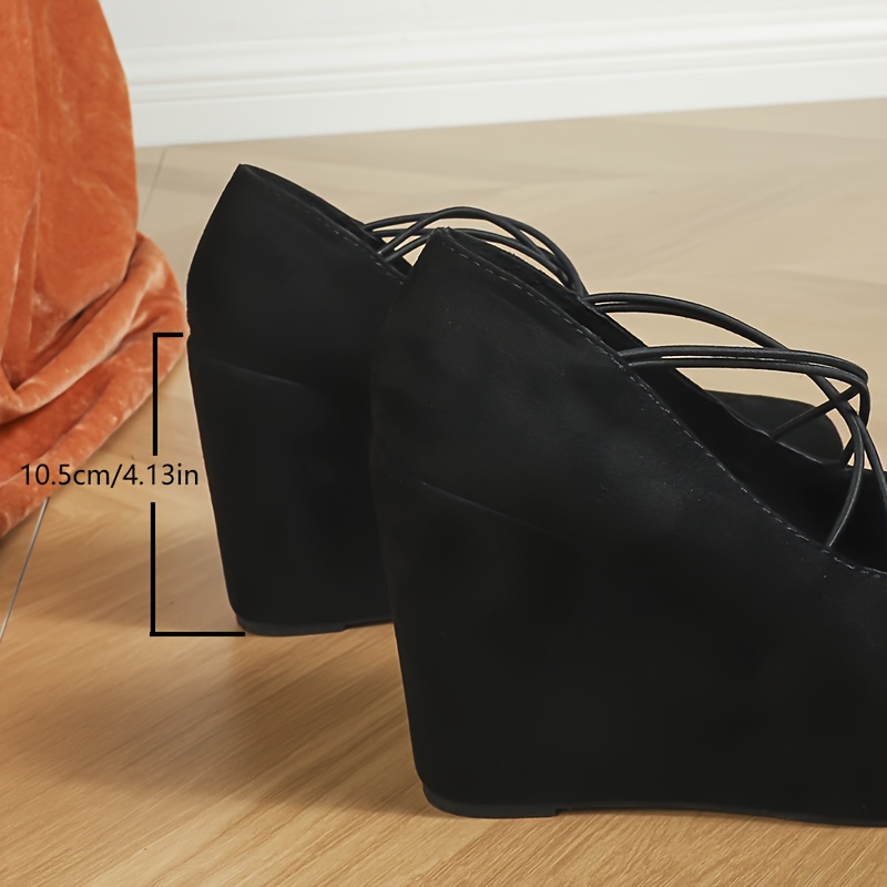 Women s Fashion Wedge Heels, Crisscross Slip On Platform High Heels, All-Match Going Out Shoes details 6