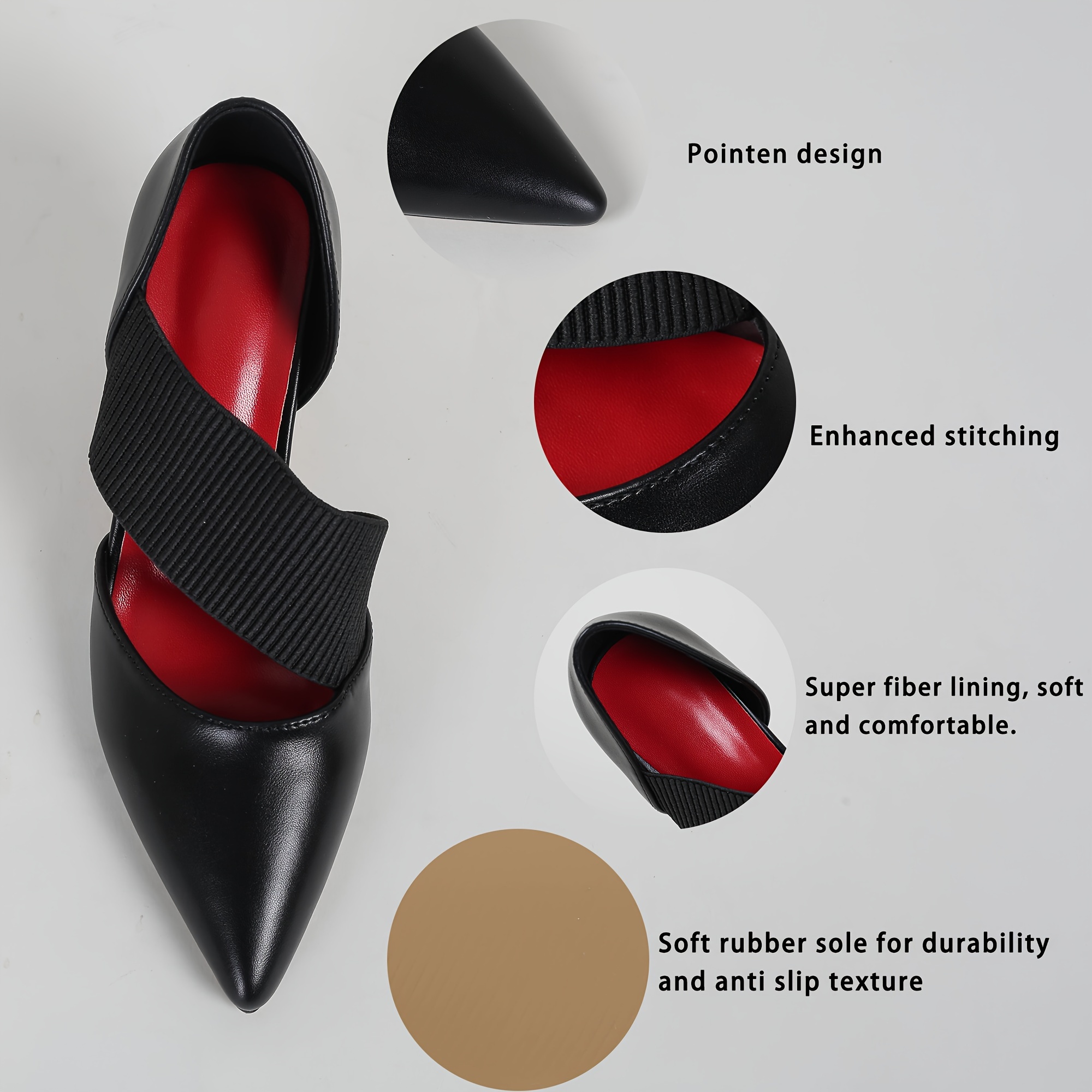 womens dorsay high heels pointed toe elastic band slip on pumps fashion all match sandals details 8