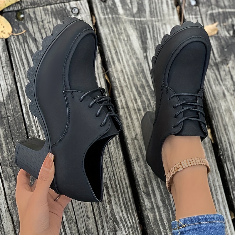 Women s Lace Up Block High Heels, All-Match Round Toe Ankle Boots, Casual Going Out Pumps details 7