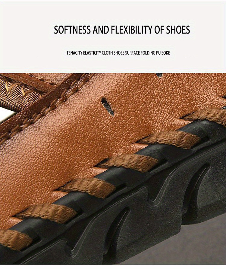 mens casual stitch breathable mesh hollow out sandals outdoor rubber sole non slip soft sole multi functional sandals details 13