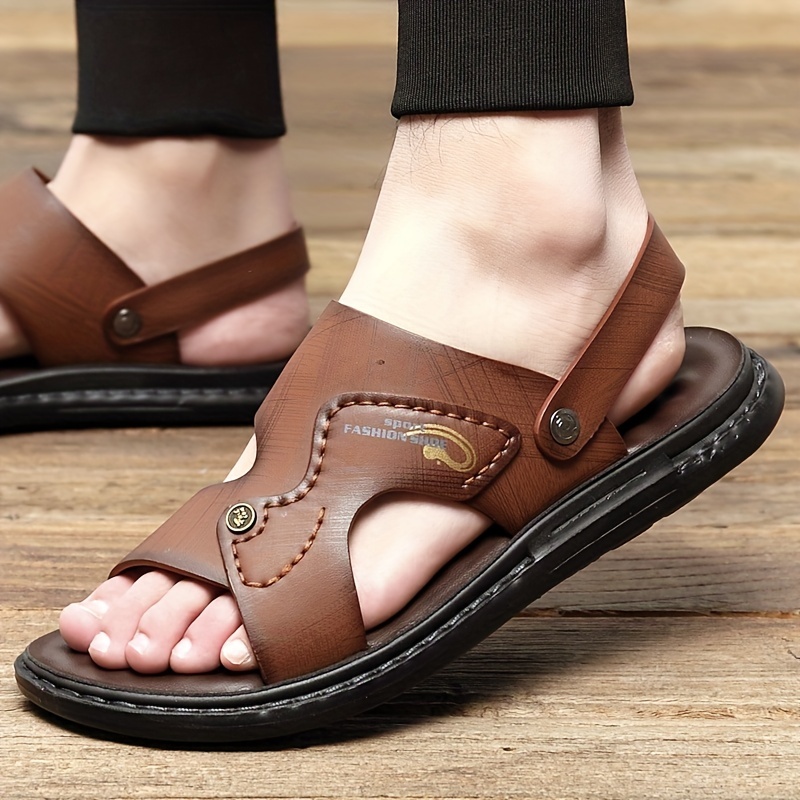 mens dual purpose sandals casual hollow out non slip shoes open toe shoes for outdoor beach spring and summer details 4