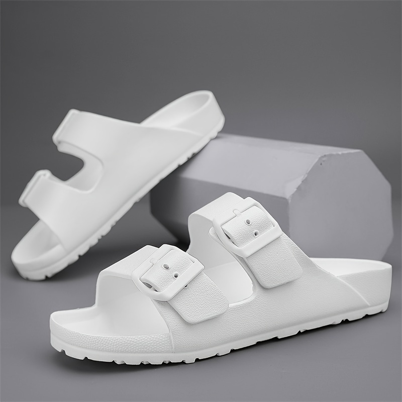 mens trendy lace free slide sandals with double adjustable buckle straps casual walking shoes with straps details 18