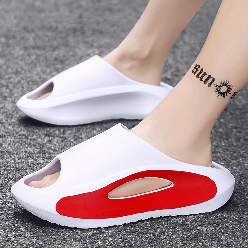 mens contrasting color slides casual non slip slippers open toe shoes for indoor outdoor beach shower spring and summer details 2