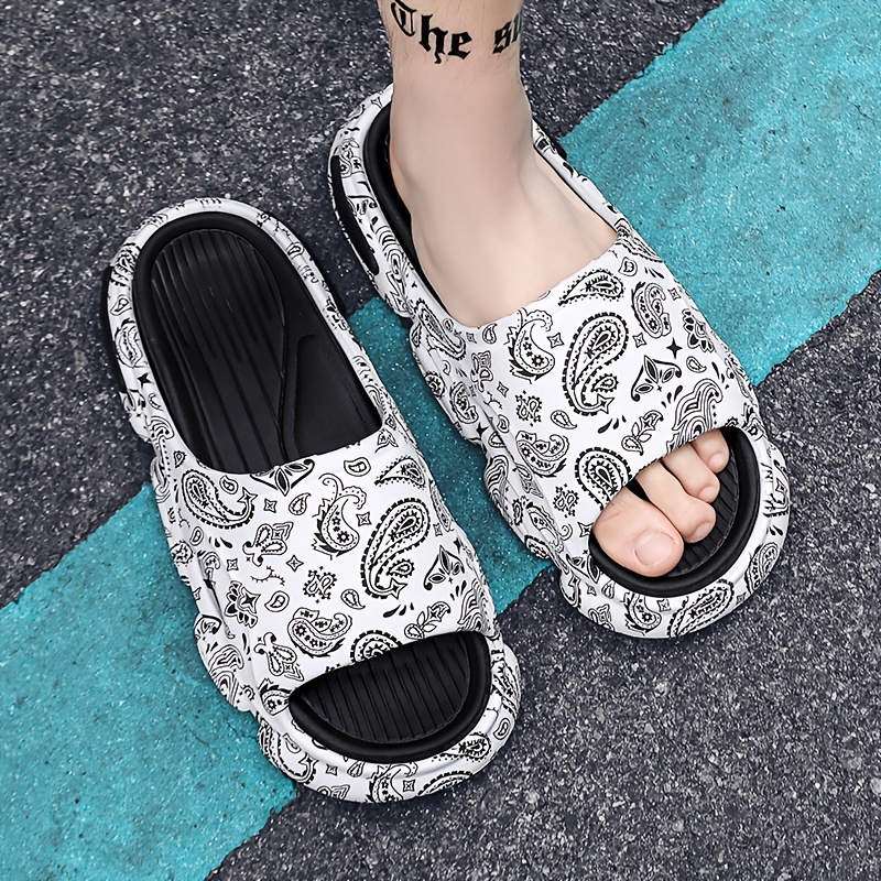 mens teardrop motif print pillow slides cloud slides casual non slip slippers open toe shoes for indoor outdoor beach shower spring and summer details 15